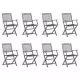 Set 8 bucati scaune pliabile de exterior cu perne, bordo