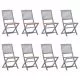 Set 8 bucati scaune pliabile de exterior cu perne, bej