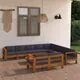  Set mobilier grădină perne gri închis, 10 piese, lemn acacia