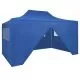Foldable Tent Pop-Up with 4 Side Walls, albastru, 3 x 4.5 m