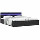 Cadru pat hidraulic cu ladă LED negru 160x200cm piele ecologică 