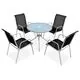  Set mobilier de exterior, 5 piese, negru, oțel