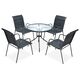  Set mobilier de exterior, 5 piese, negru, oțel