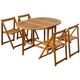  Set mobilier de exterior pliabil, 5 piese, lemn masiv de acacia