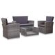  Set mobilier de grădină cu perne, 4 piese, gri, poliratan