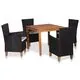  Set mobilier de exterior, 5 piese, negru și maro, poliratan