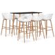 Set mobilier de bar, 7 piese, alb si negru, 60 x 60 x 105 cm