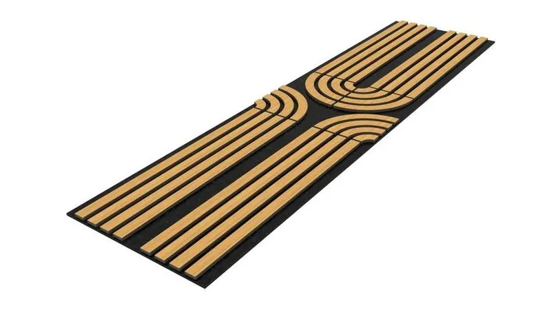 Panou riflat acustic Art Deco, tec, UnicSpot, 240x60x2.1 cm